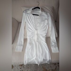 Fashion Nova White Satin Dress
